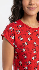 Pijama Feminino Suede Minnie Vermelho Manga Japonesa + Shorts
