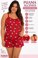 Pijama Feminino Alcinha Suede Minnie Vermelho + Shorts