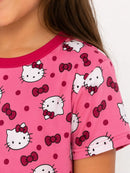 Pijama Infantil Feminino Suede Hello Kitty Rosa Manga Curta + Shorts