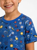 Pijama Infantil Masculino Suede Espaço Manga Curta + Bermuda