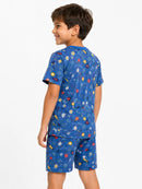 Pijama Infantil Masculino Suede Espaço Manga Curta + Bermuda