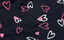 Pijama Infantil Feminino Suede Corações Preto Regata + Shorts Barrinha Ondulada
