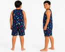 Pijama Infantil Masculino Suede Dinossauro Regata + Bermuda