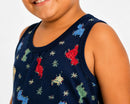 Pijama Infantil Masculino Suede Dinossauro Regata + Bermuda