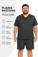 Pijama Masculino Curto em Suede – Gola V ou Gola Redonda