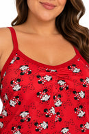Pijama Feminino Alcinha Suede Minnie Vermelho + Shorts