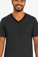 Pijama Masculino Longo em Suede com Gola V e Punhos – Preto Estampado