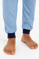 Pijama Masculino Curto em Suede com Gola V – Azul Estampado